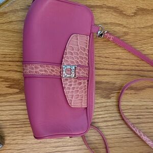 Brighton Pink Crossbody Bag with Croc-Embossed Detail